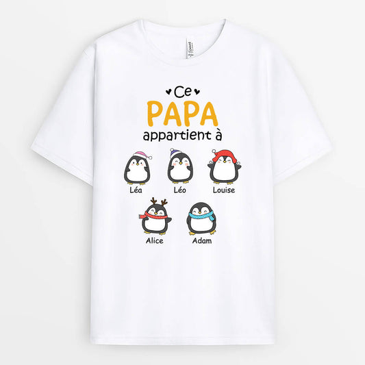 1542AFR1 t shirt ce papa papy appartient a version penguin personnalise