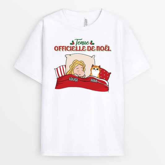 1543AFR2 t shirt tenue officielle de noel version chat personnalise