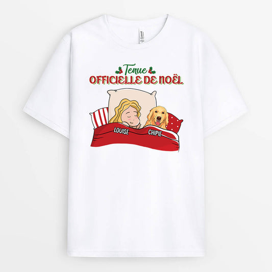1543AFR2 t shirt tenue officielle de noel version chien personnalise