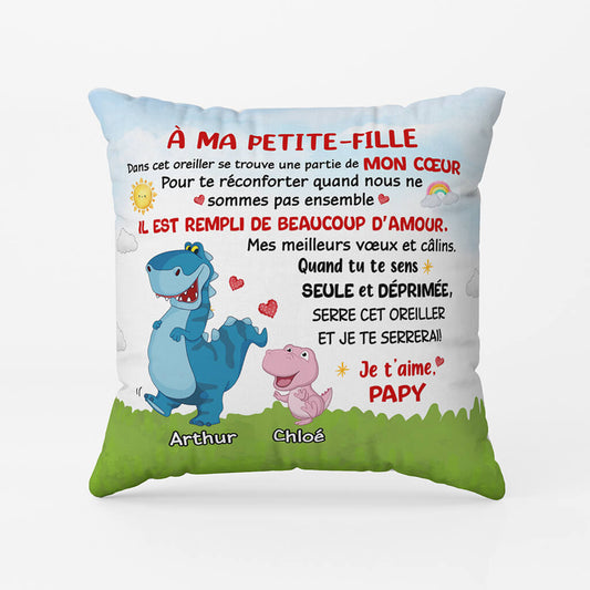 1547PFR1 coussin cadeau pour petits enfants dinosaure personnalise