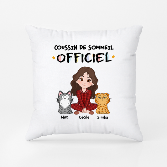 1556PFR1 coussin personnalise pour amoureux des chats pyjama officiel version cartoon 1556p3h8d
