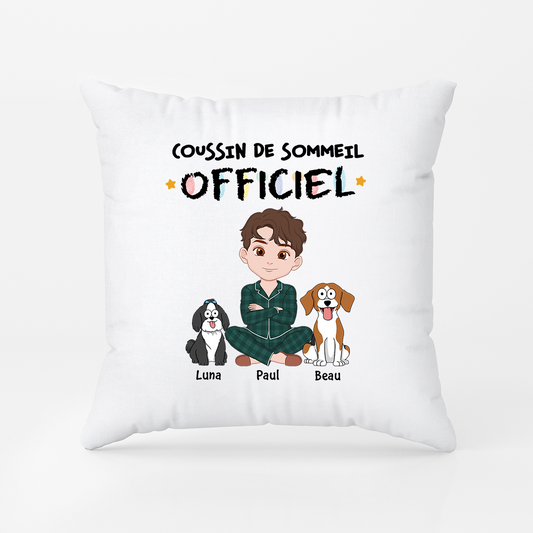 1556PFR1 coussin personnalise pour amoureux des chiens pyjama officiel version cartoon 1556p3h8c