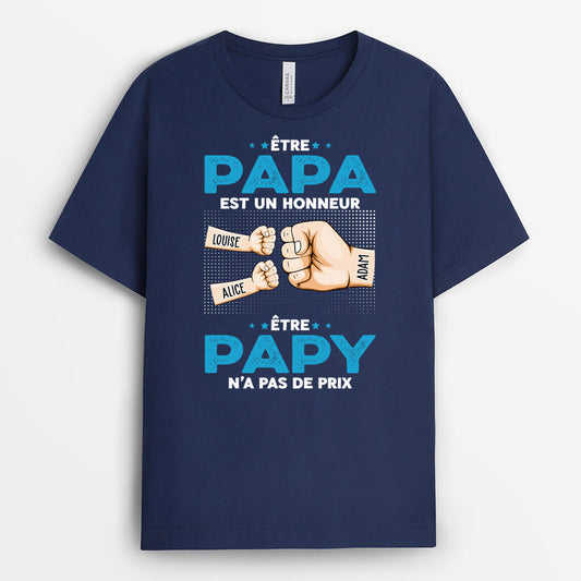 1603AFR2 t shirt etre papa papy est un honneur personnalise