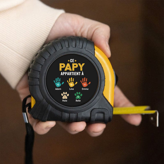 1628OFR2 metre ruban personnalisable ce papa appartient a avec empreintes de mains 1628okq5b