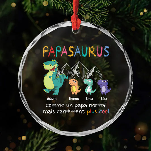 1636OFR1 ornement noel en verre personnalise papa maman papasaurus 1636o9v0b