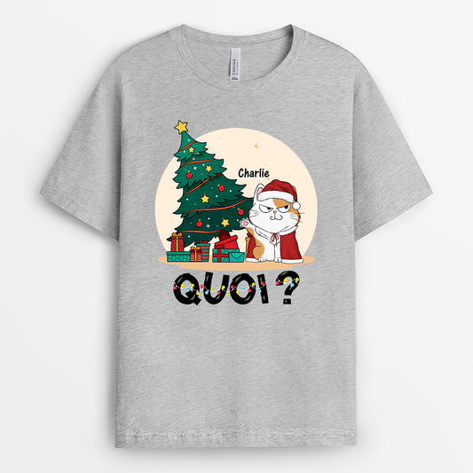 1649AFR2 t shirt chat arbre de noel personnalise