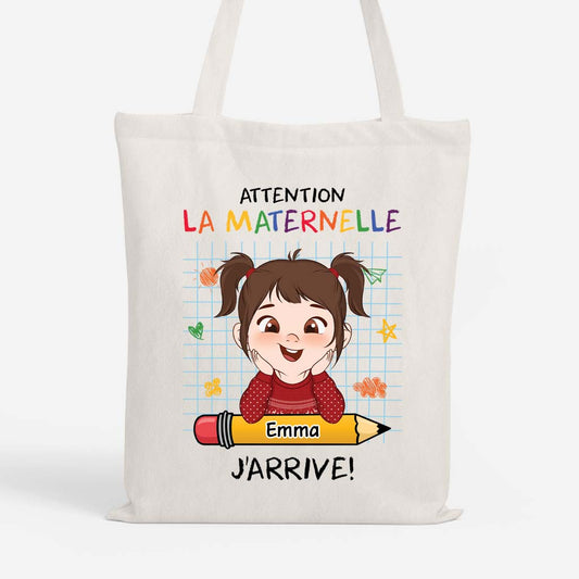 1659BFR1 tote bag pour enfant personnalise attention la maternelle jarrive 1659b8t8k