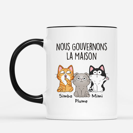 1662MFR2 mug chat personnalise drole nous gouvernons la maison 1662m3u8d