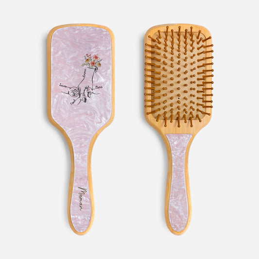 1672AFR1 brosse a cheveux personnalisee en acetate imprimee uv tenir la main de mamie maman 1672aq6p5a