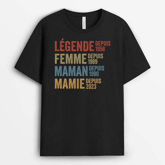 1732AFR1 t shirt legende mariee maman mamie depuis version blanc personnalise