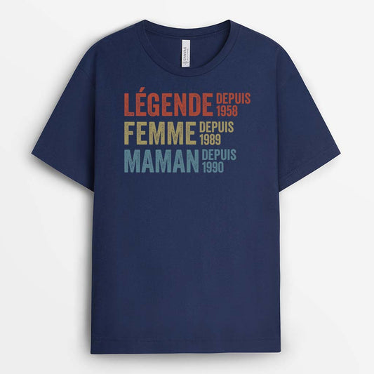 1732AFR2 t shirt legende mariee maman mamie depuis version blanc personnalise