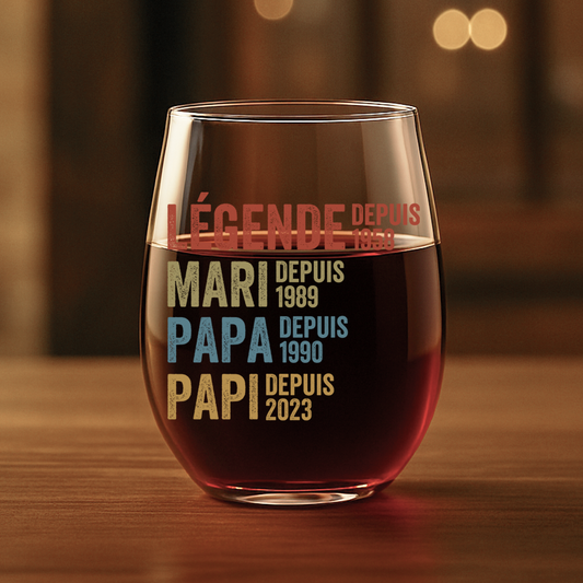 1732IFR1 verre a vin sans pied personnalise legende mari papa papy depuis 1732ikh5b
