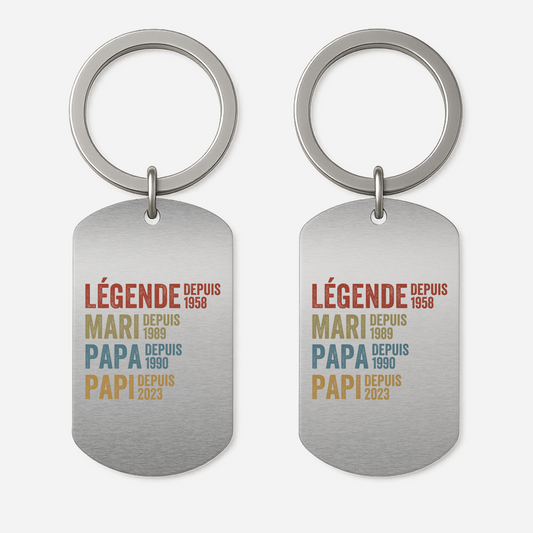 1732JFR1 porte cle aluminium personnalise legende mari papa papy depuis 1732jkh5b