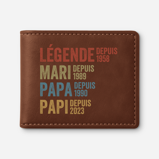 1732JFR1 portefeuille en cuir personnalise legende mari papa papy depuis 1732jkh5b