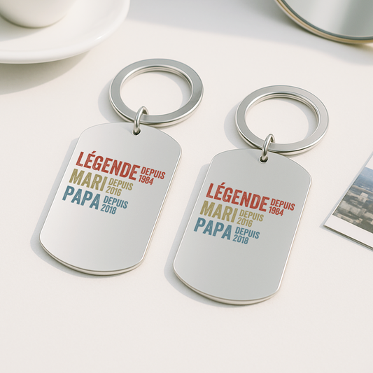 1732JFR2 porte cle aluminium personnalise legende mari papa papy depuis 1732jkh5b