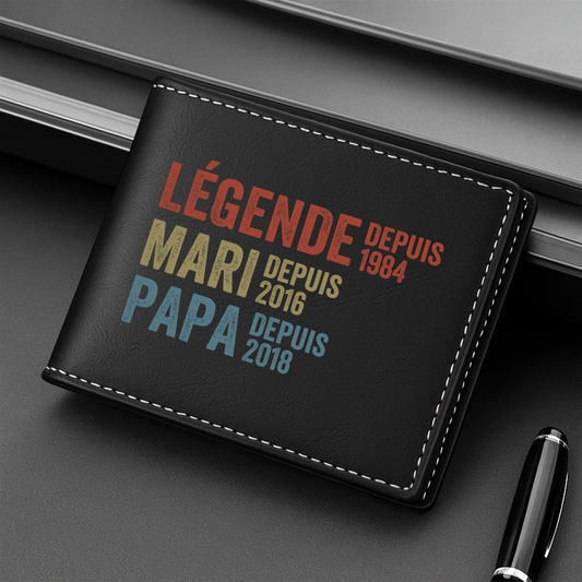 1732JFR2 portefeuille en cuir personnalise legende mari papa papy depuis 1732jkh5b