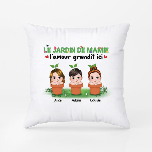 1870PFR2 coussin le jardin de maman lamour grandit ici personnalise