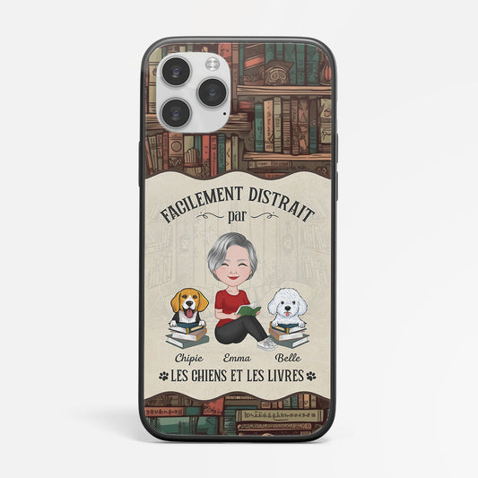 1878FFR2 coque facilement distrait par le chien et les livres personnalisee