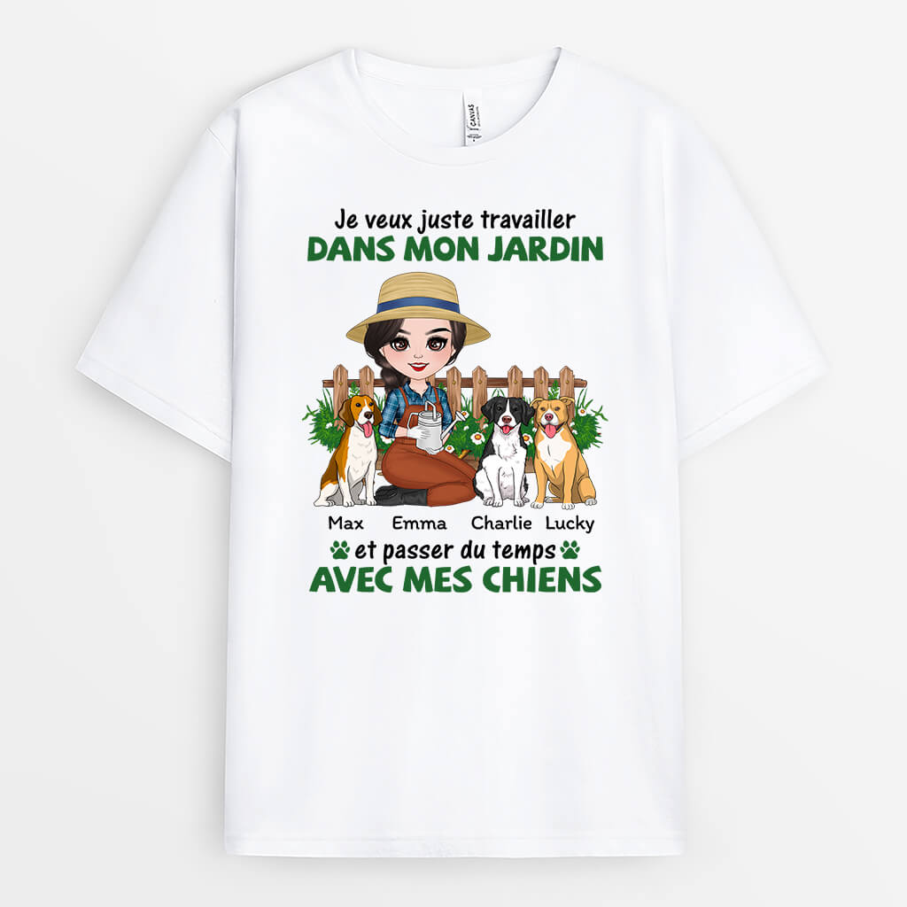 1885AFR1 t shirt je veux juste travailler dans mon jardin personnalise