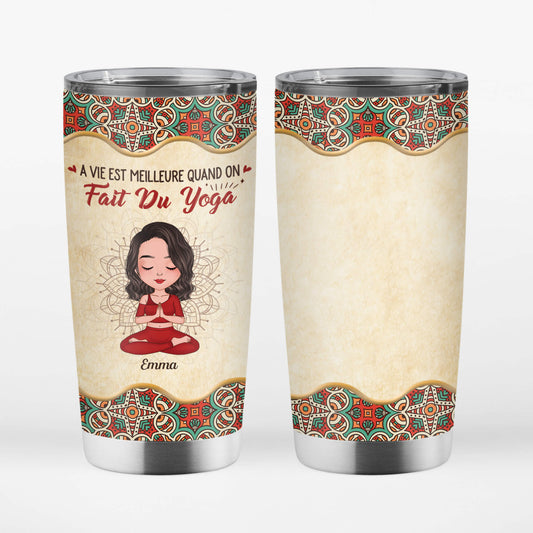 1907TFR1 mug thermos la vie est meilleure avec le yoga personnalise