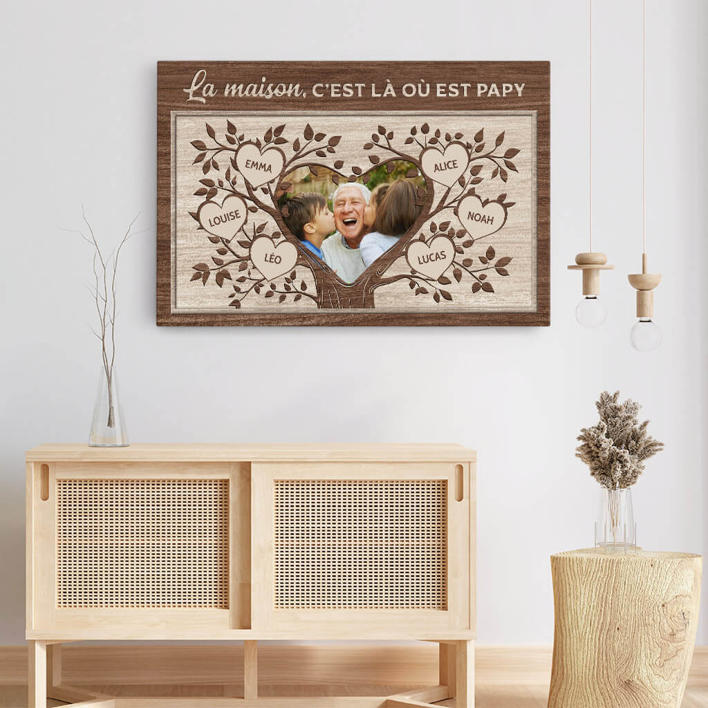 1963CFR3 toile la maison cest la ou est mamie maman papa papy personnalisee