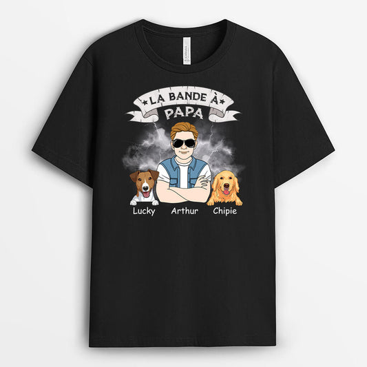2037AFR1 t shirt la bande de papa chien tonnerre personnalise