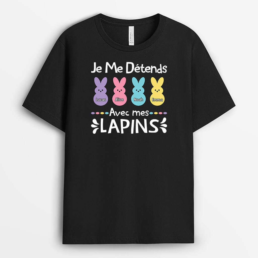 2044AFR1 t shirt je me detends avec mes lapins personnalise