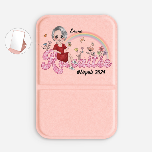 2068AFR1 miroir de poche personnalise imprime uv cadeau retraite mamie maman 2068aj6r5a