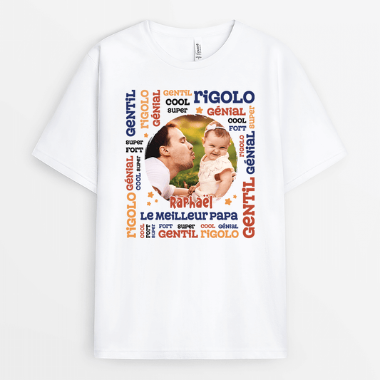 2093AFR1 t shirt description de mot adjectif papa personnalise