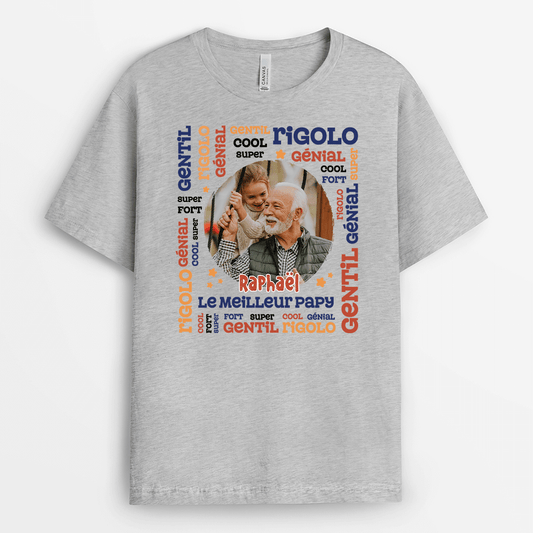 2093AFR2 t shirt description de mot adjectif papa personnalise