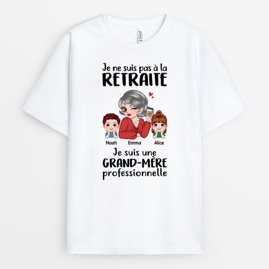 2106AFR1 t shirt je ne suis pas a la retraite mamie personnalise