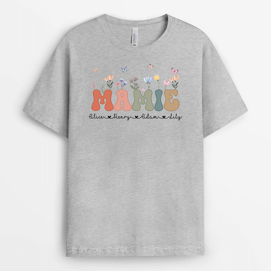 2115AFR2 t shirt maman avec fleurs personnalise