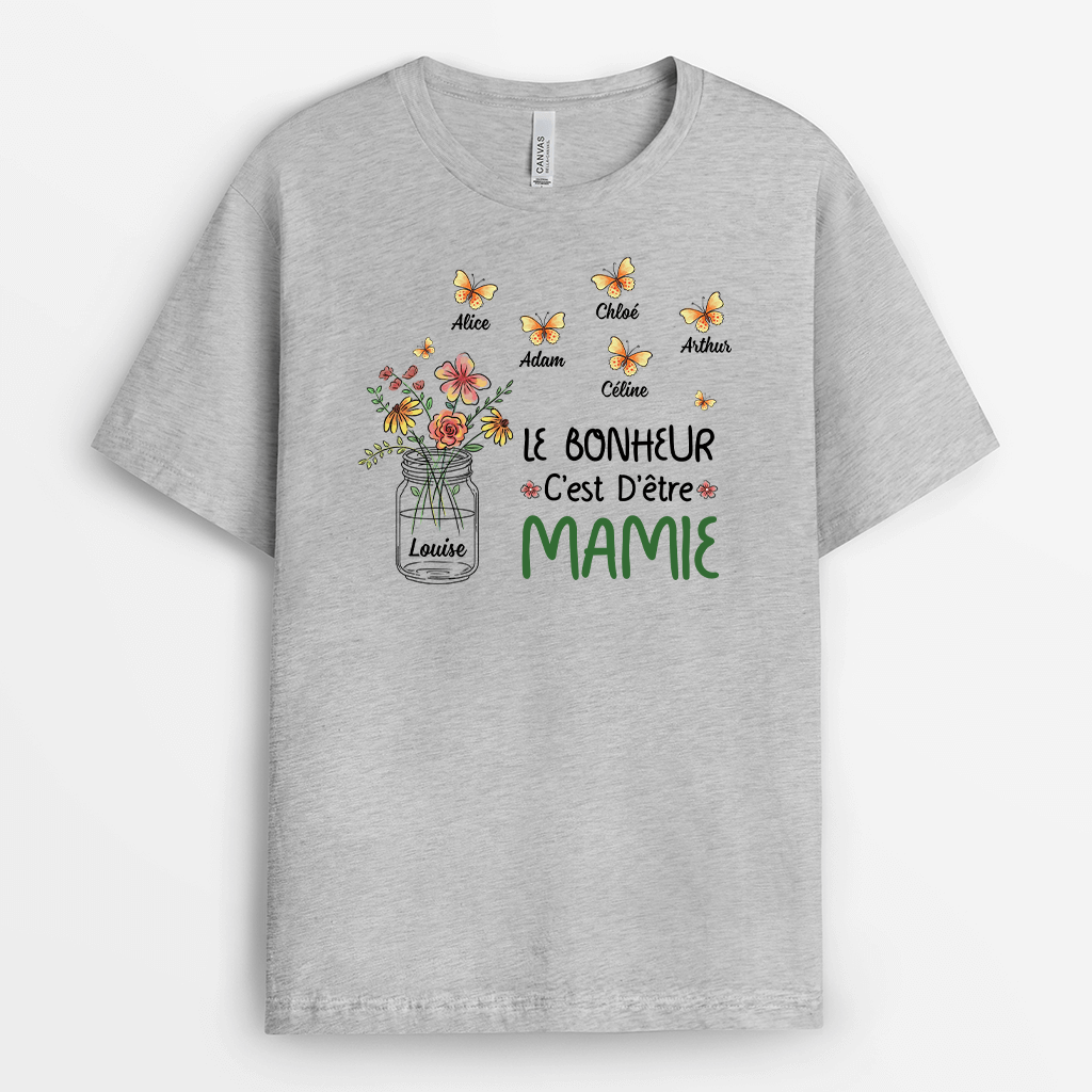 2151AFR2 t shirt le bonheur cest detre maman floral personnalise