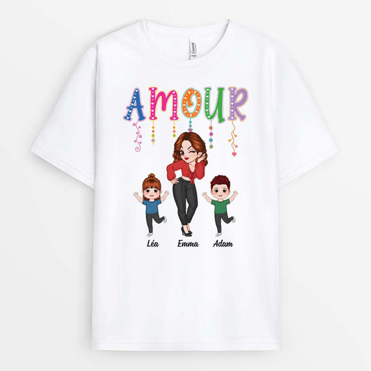 2152AFR1 t shirt amour version mignonne personnalise