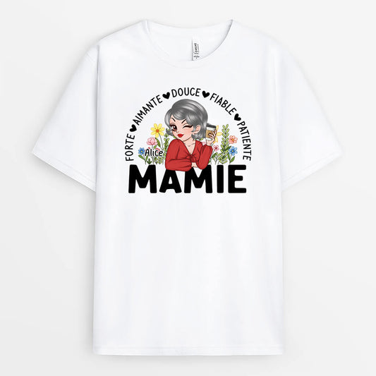 2163AFR1 t shirt maman fleurs personnalise