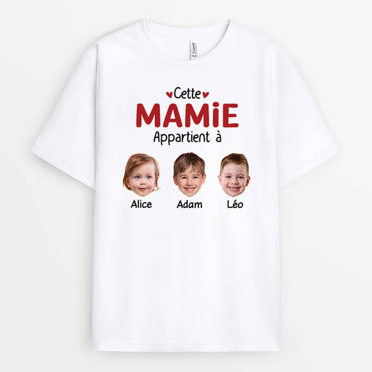 2168AFR1 t shirt cette maman appartient a avec tete personnalise