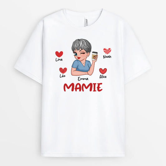 2186AFR1 t shirt mamie charmante avec coeur rouge personnalise
