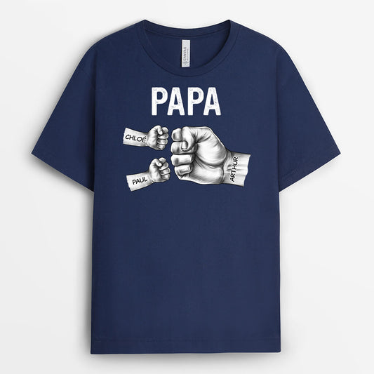 2188AFR1 t shirt papa bosse de poing version noir et blanc personnalise
