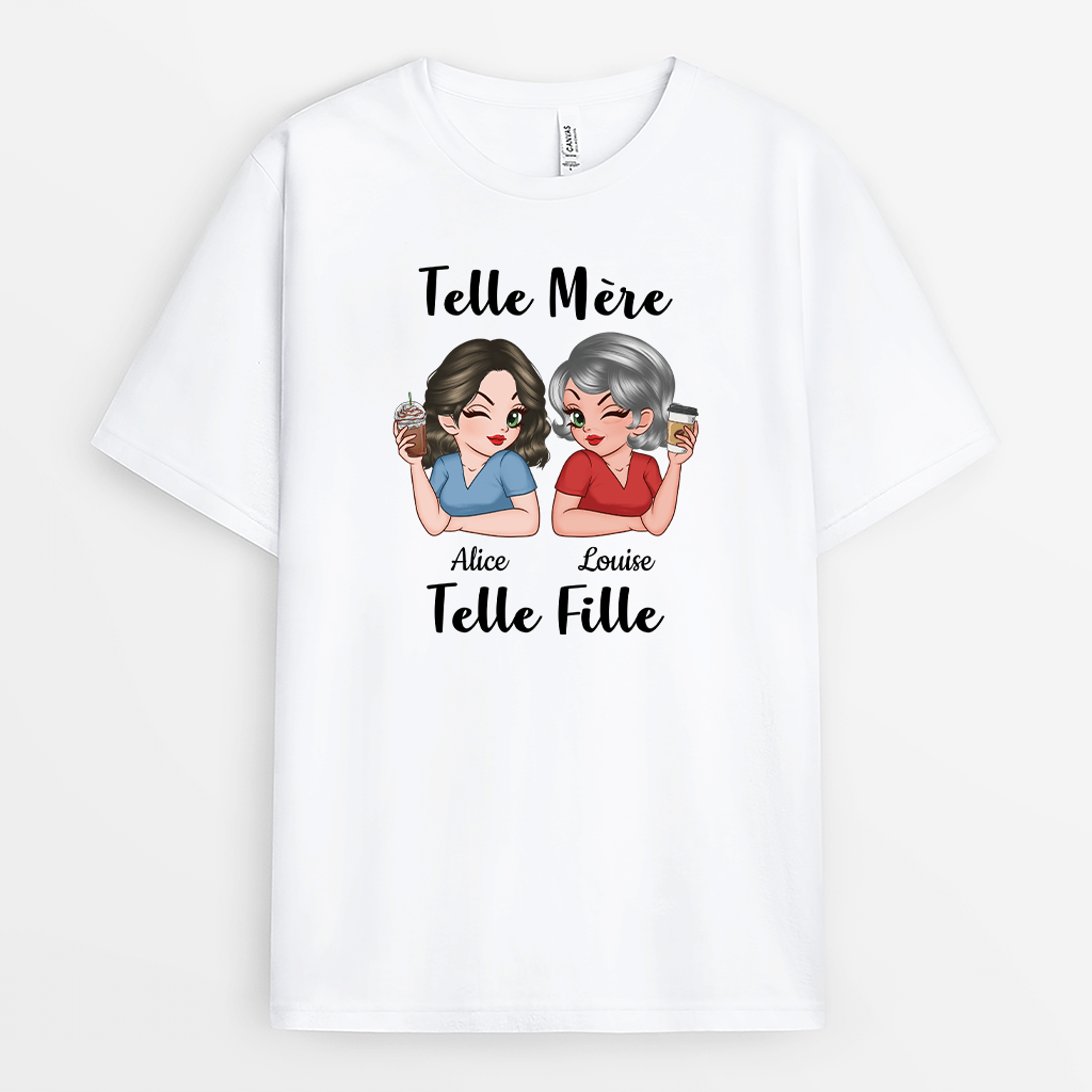 2244AFR1 t shirt telle mere telle fille avec boissons personnalise