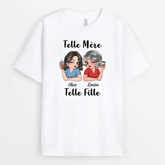 2244AFR1 t shirt telle mere telle fille avec boissons personnalise