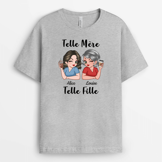 2244AFR2 t shirt telle mere telle fille avec boissons personnalise