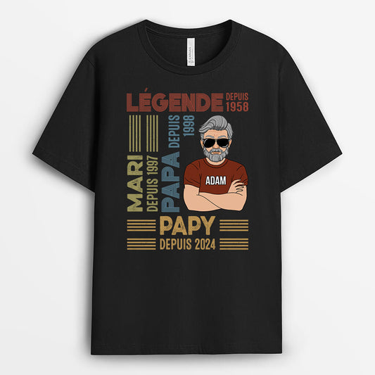 2277AFR1 t shirt legende mari papa papy depuis version portrait personnalise