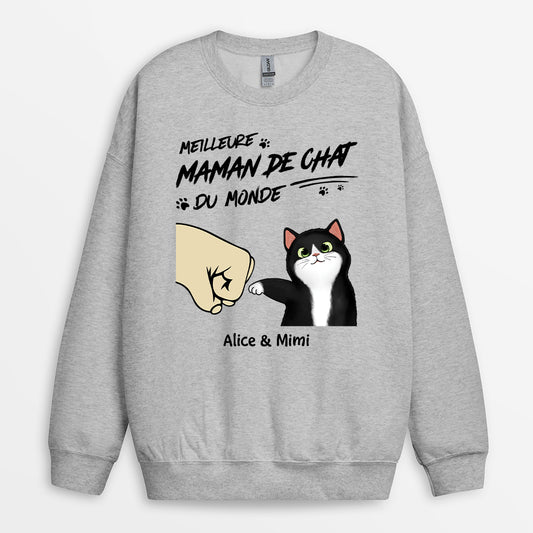2279WFR2 sweatshirt personnalise meilleure maman chat 2279w5l5d
