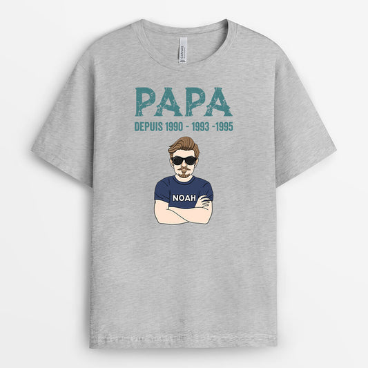 2285AFR2 t shirt papa papy depuis plusieurs annees personnalise