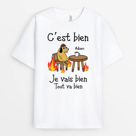 2304AFR1 t shirt cest bien je vais bien tout va bien personnalise