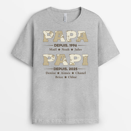 2315AFR2 t shirt personnalise papa papy depuis version carte 2315a5t5b