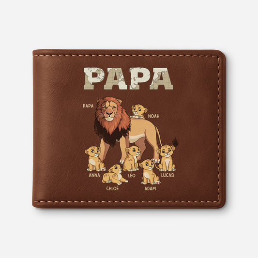 2430JFR1 portefeuille cuir personnalise papa lion version carte 2430j6l5b