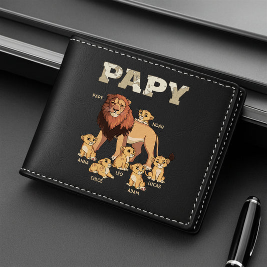 2430JFR2 portefeuille cuir personnalise papa lion version carte 2430j6l5b