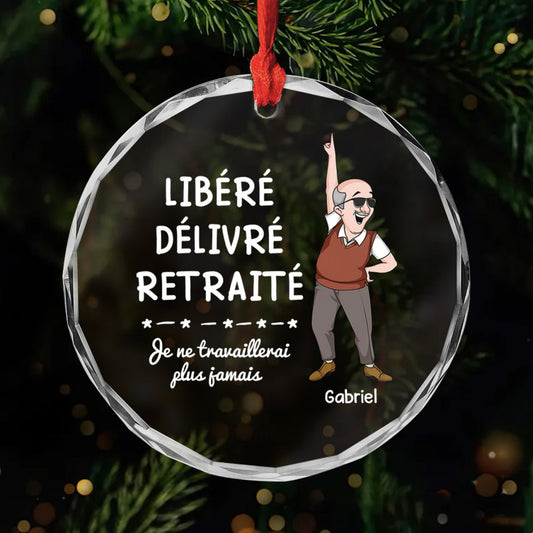 2558OFR1 ornement noel en verre personnalise pour femme et homme libere retraite 2558o6v5b