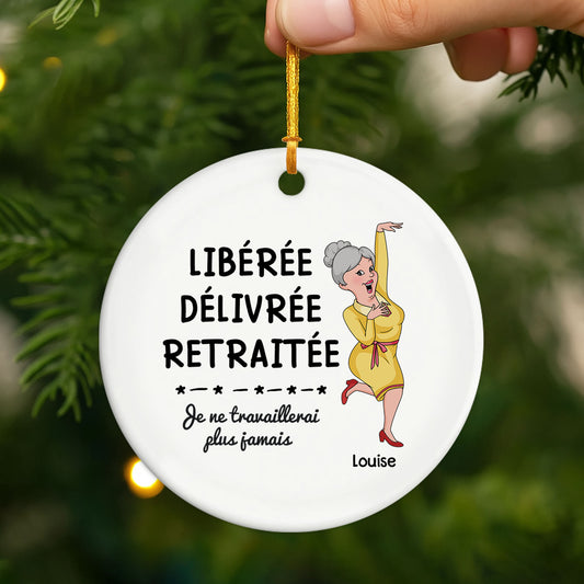 2558OFR2 ornement noel ceramique personnalise pour femme et homme libere retraite 2558o6v5b